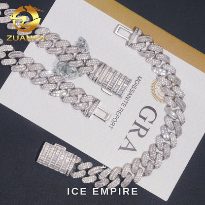Iced Out 925 Silver Moissanite Cuban Chain
