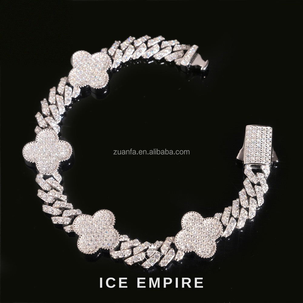 Iced Out 925 Silver Moissanite Cuban Chain