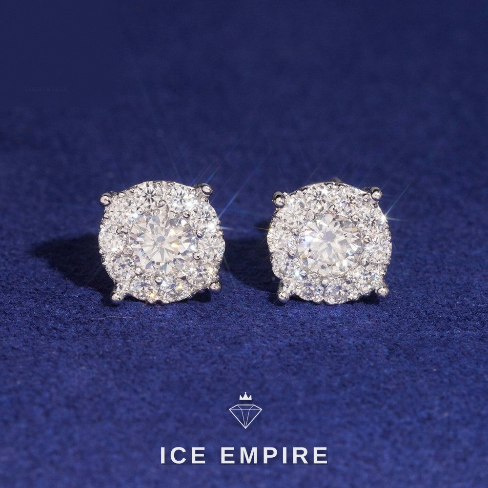 Iced Out 925 Silver Moissanite Stud Earrings
