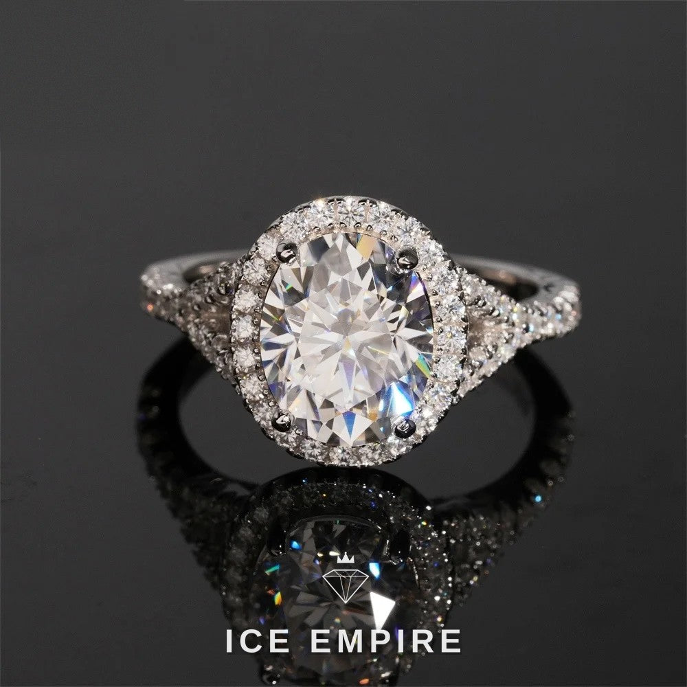 Iced Out 925 Silver Moissanite Engagement Ring