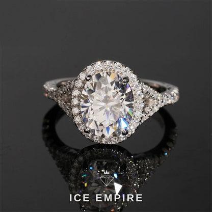 Iced Out 925 Silver Moissanite Engagement Ring