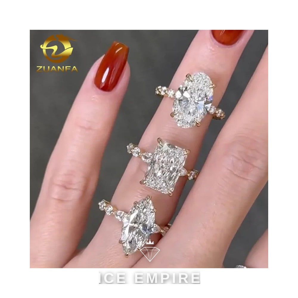 Iced Out 10K Gold Moissanite Engagement Ring