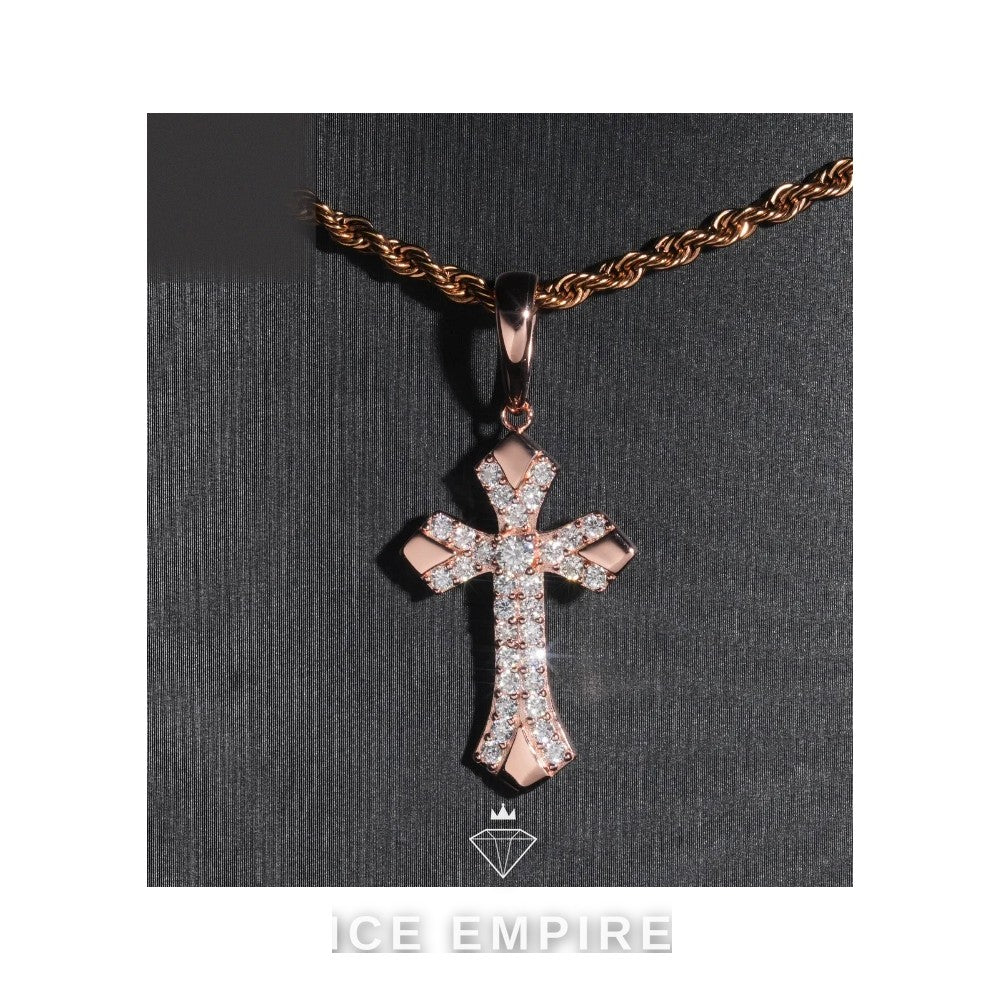 Iced Out Cross 925 Silver Pendant