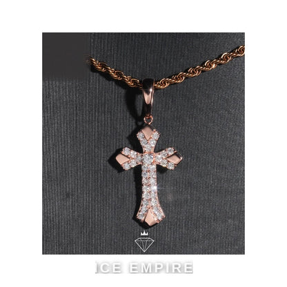 Iced Out Cross 925 Silver Pendant