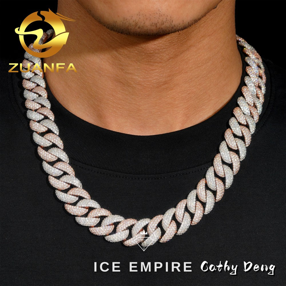 Iced Out Rose Gold Plated Moissanite Cuban Chain