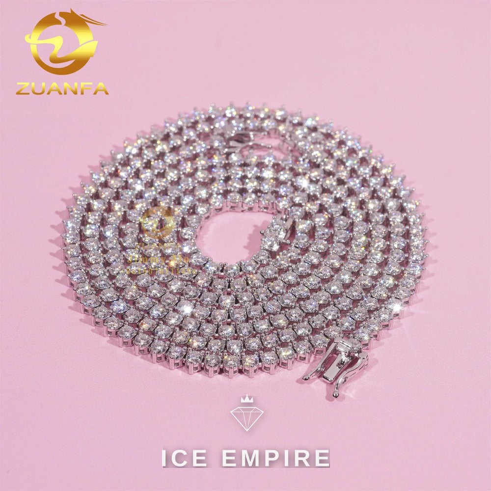Iced Out Cluster Rose Gold Moissanite Cuban Chain