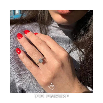 Iced Out 14K Gold Moissanite Engagement Ring