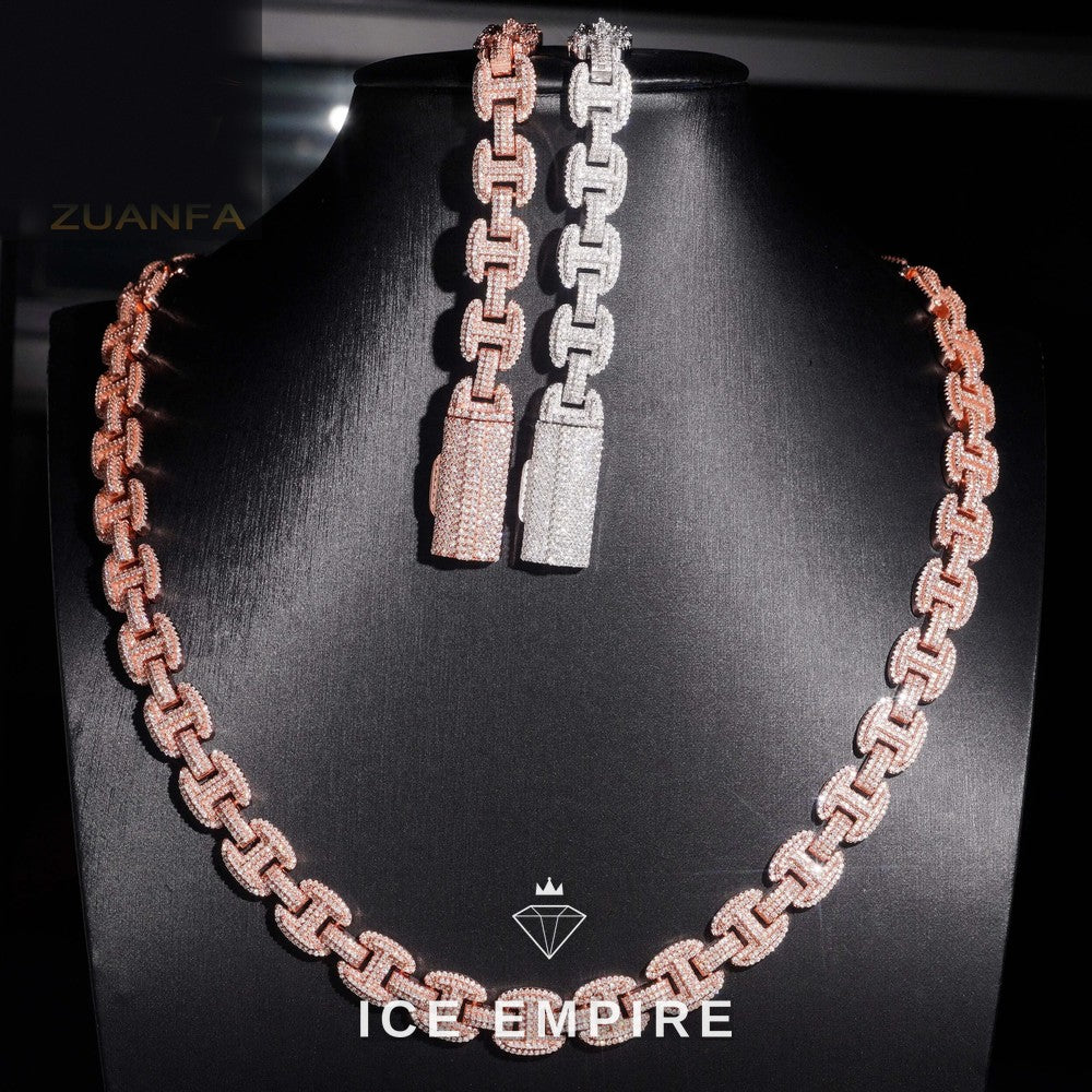 Iced Out Rose Gold Plated Moissanite Cuban Chain