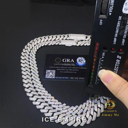 Iced Out 925 Silver Moissanite Cuban Chain