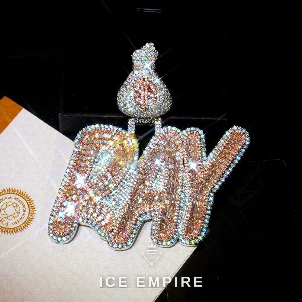 Iced Out Baguette Rose Gold Plated Pendant
