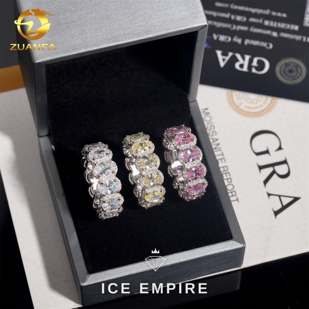 Iced Out 925 Silver Moissanite Engagement Ring