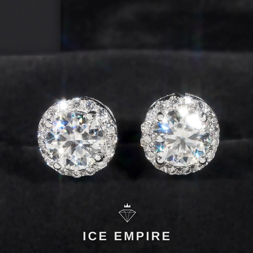 Iced Out 925 Silver Moissanite Stud Earrings