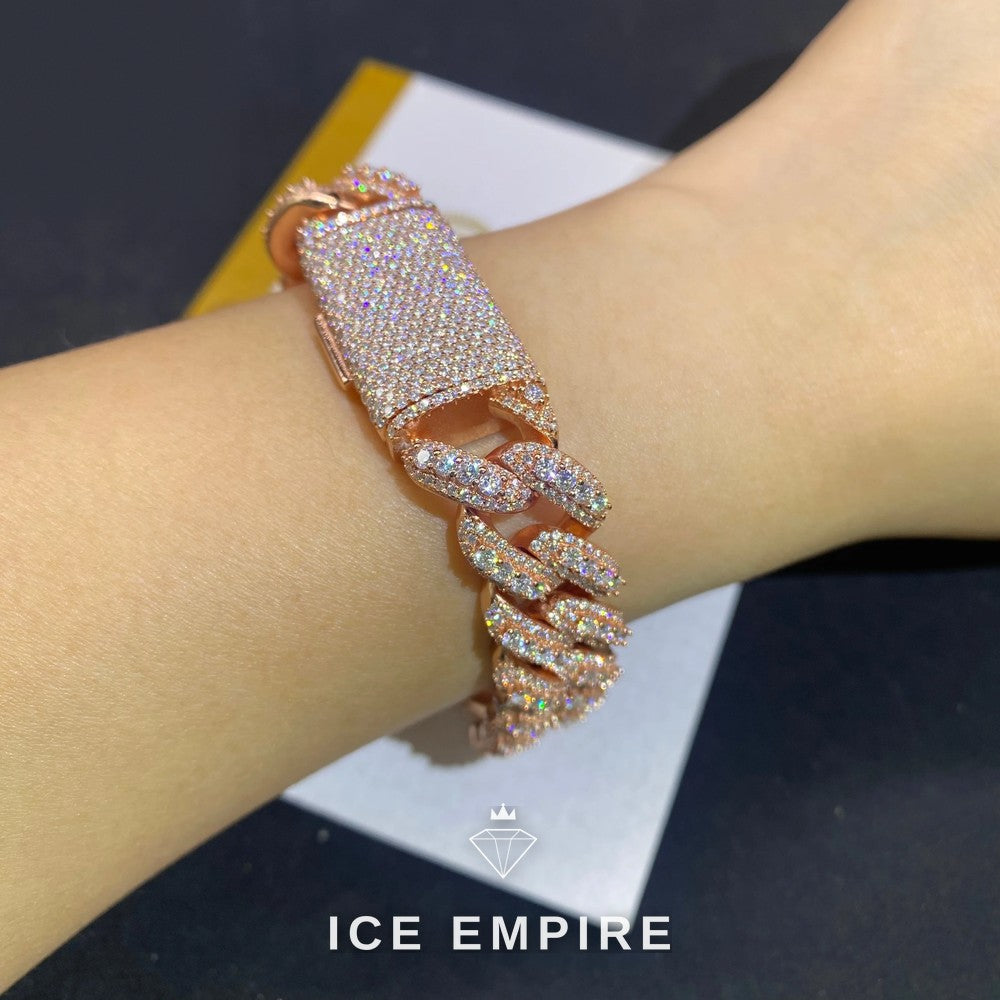 Iced Out Rose Gold Moissanite Cuban Chain