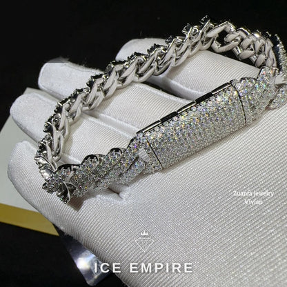 Iced Out Rose Gold Plated Moissanite Cuban Chain
