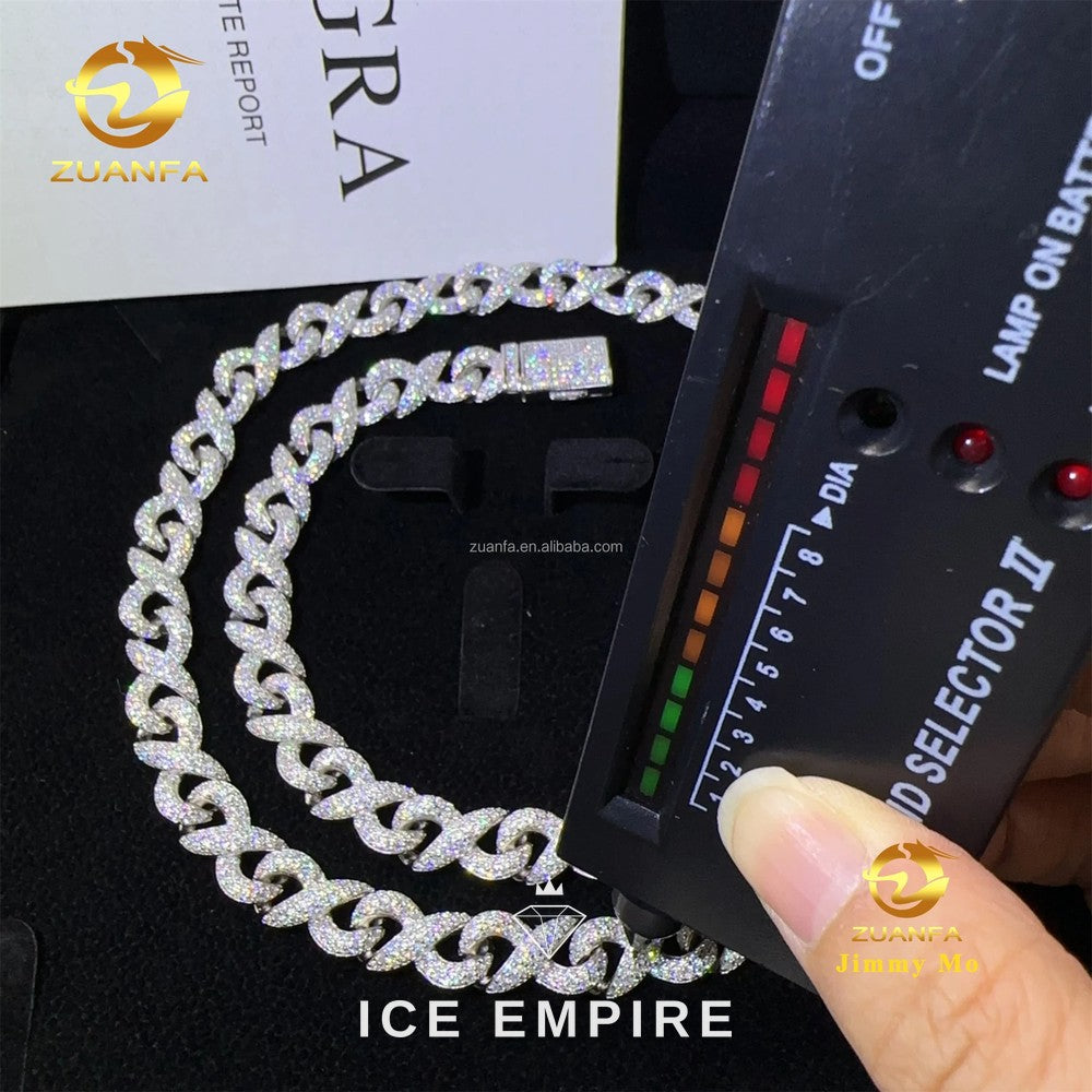 Iced Out 925 Silver Moissanite Cuban Chain