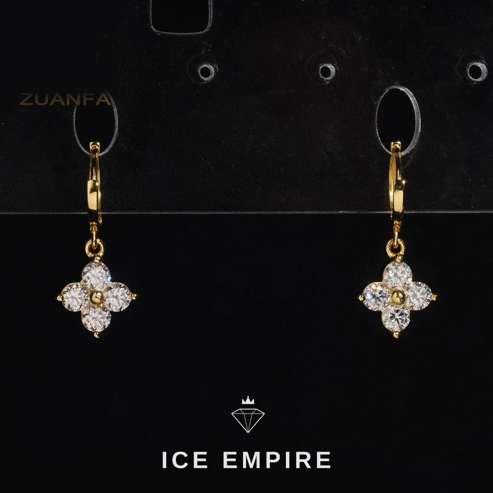 Iced Out 925 Silver Moissanite Hoop Earrings