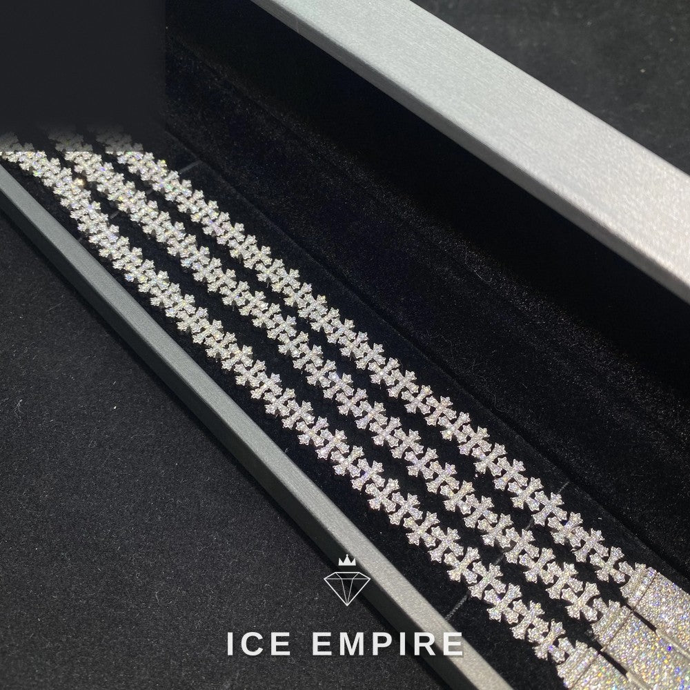 Iced Out Cross 925 Silver Moissanite Cuban Chain