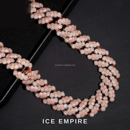 Iced Out Rose Gold Moissanite Cuban Chain
