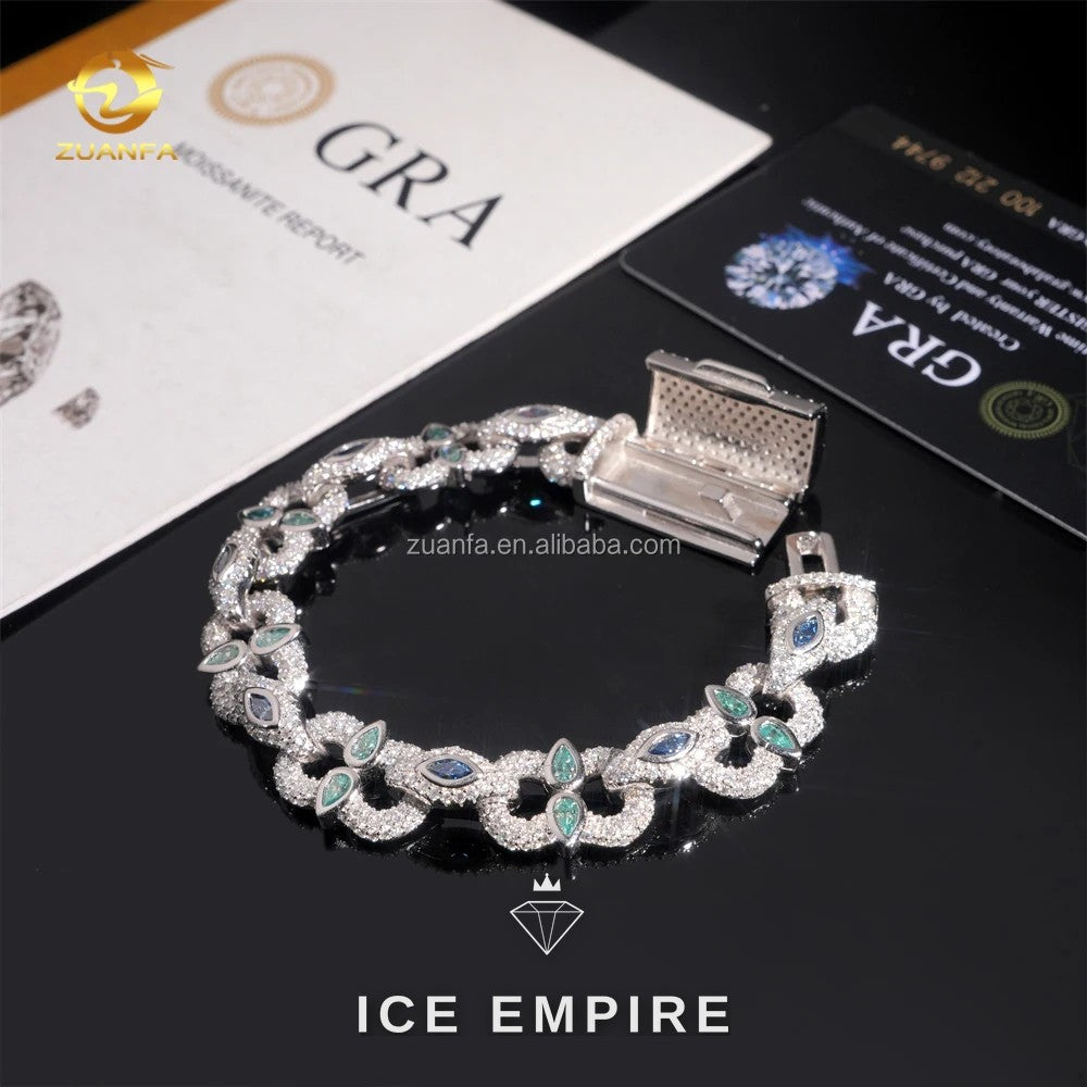 Iced Out 925 Silver Moissanite Cuban Chain