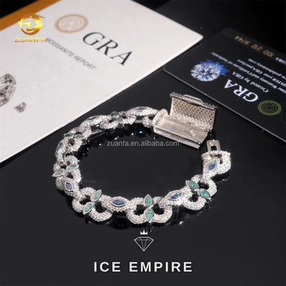 Iced Out 925 Silver Moissanite Cuban Chain