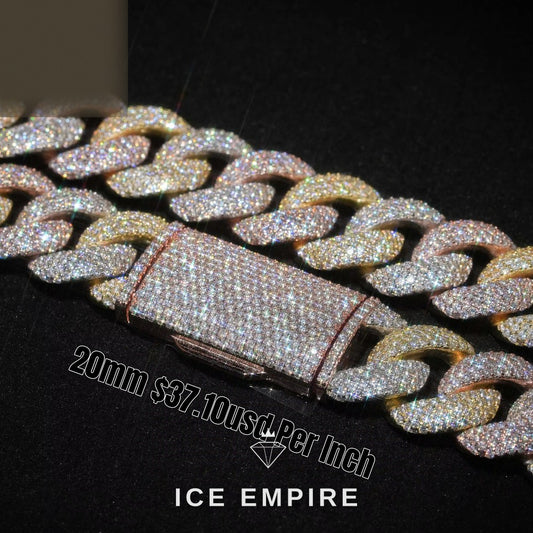 Iced Out Rose Gold Plated Moissanite Cuban Chain