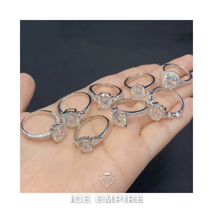 Iced Out 925 Silver Moissanite Engagement Ring