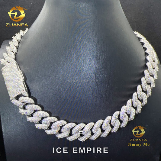Iced Out 925 Silver Moissanite Cuban Chain