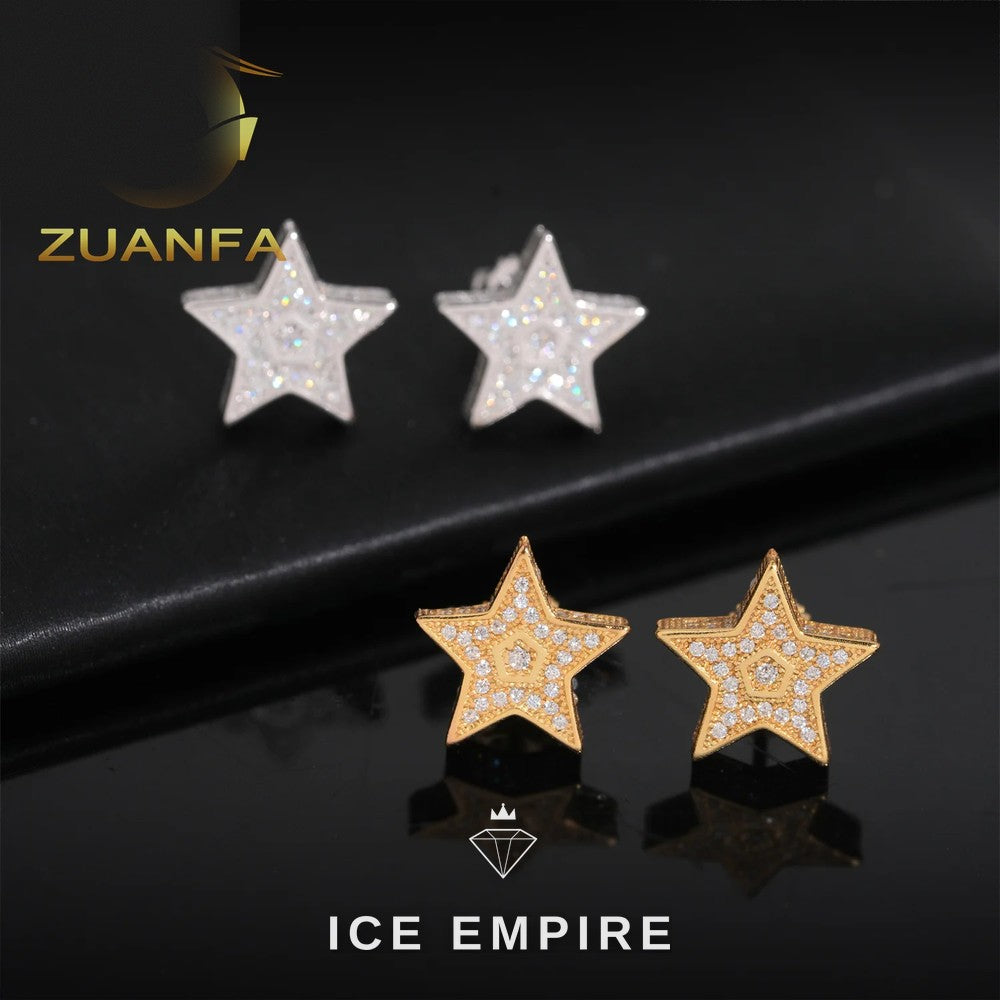 Iced Out Cluster 925 Silver Moissanite Earrings