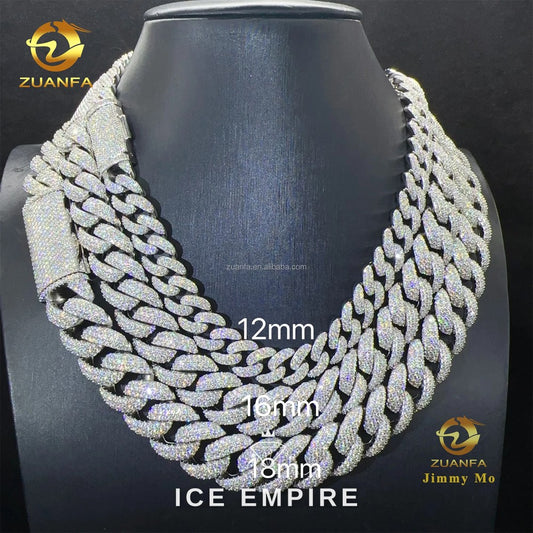 Iced Out 925 Silver Moissanite Cuban Chain