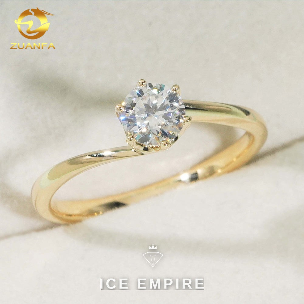 Iced Out Gold Plated Moissanite Engagement Ring