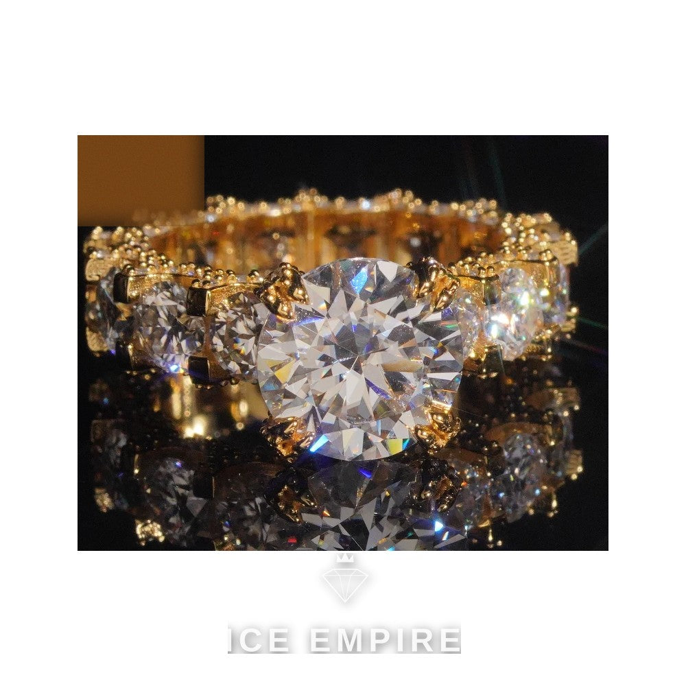 Iced Out Rose Gold Plated Moissanite Ring