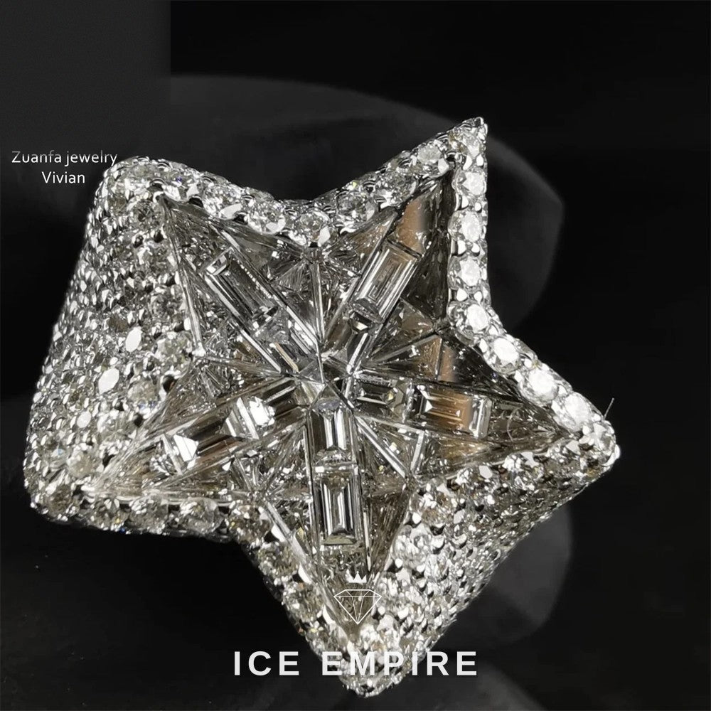 Iced Out 925 Silver Moissanite Ring