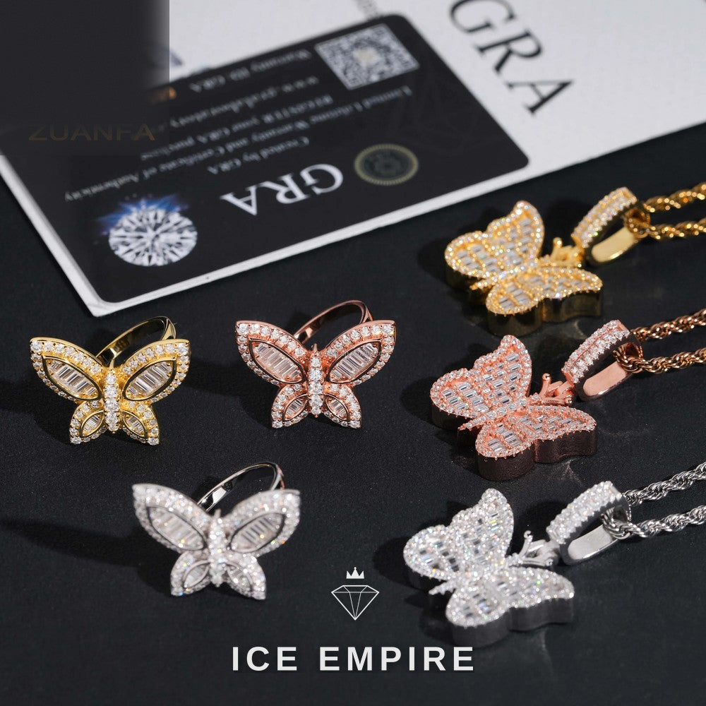 Iced Out Cross Rose Gold Plated Moissanite Pendant