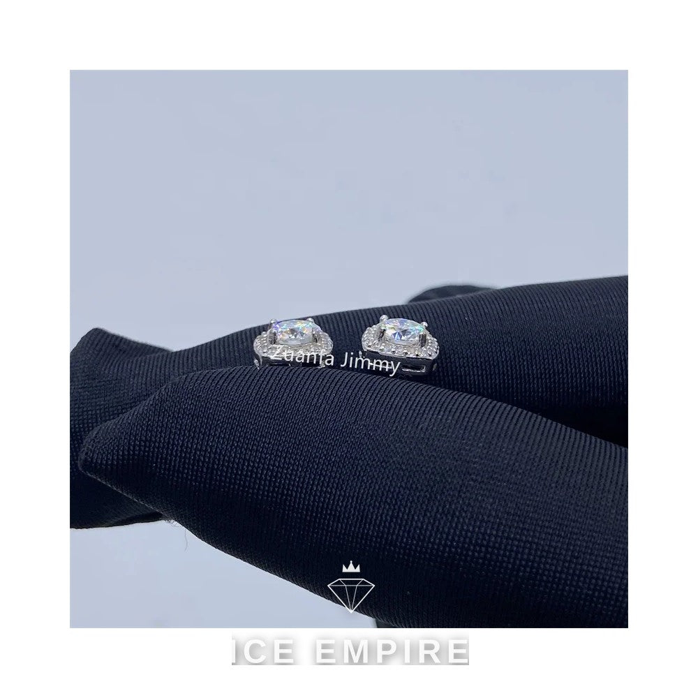Iced Out 925 Silver Moissanite Stud Earrings