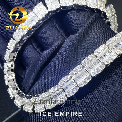 Iced Out Baguette Rose Gold Plated Moissanite Cuban Chain