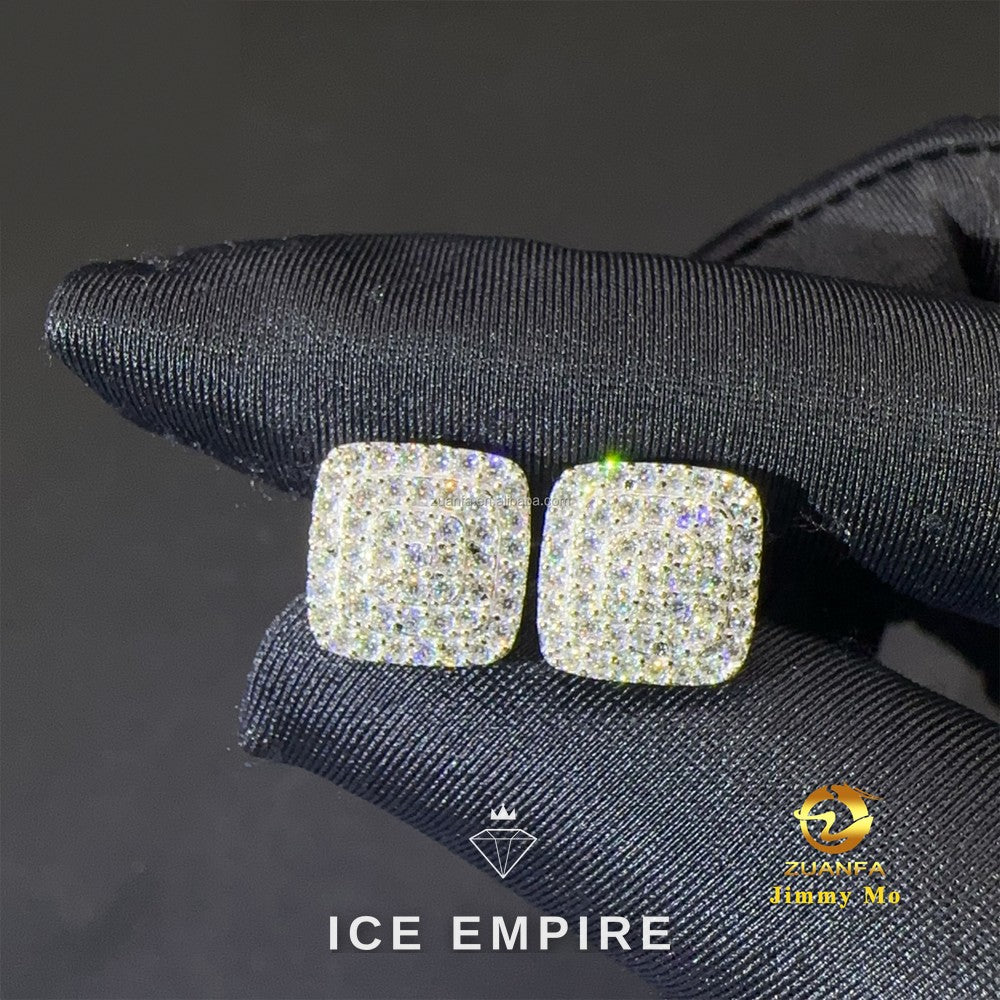 Iced Out 925 Silver Moissanite Stud Earrings