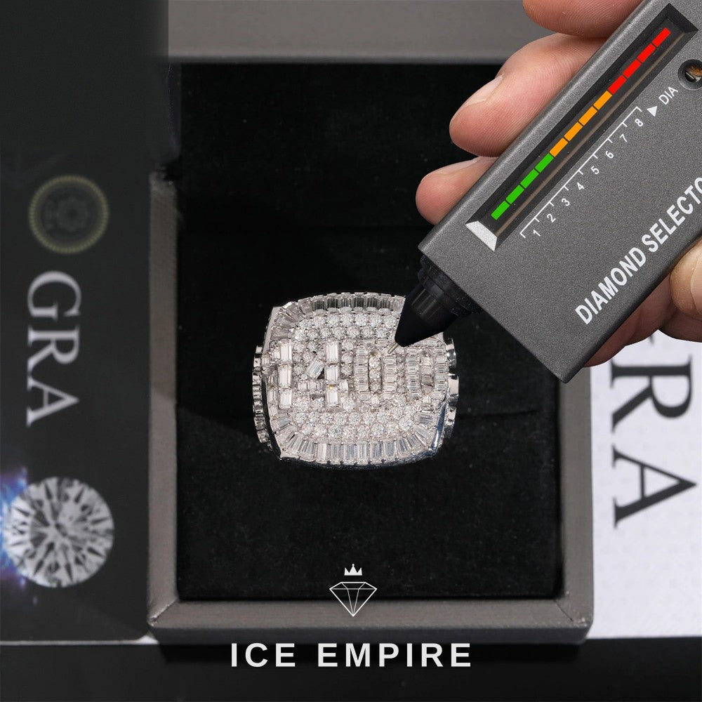 Iced Out Baguette Rose Gold Plated Moissanite Ring