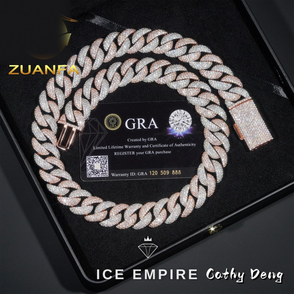 Iced Out Rose Gold Plated Moissanite Cuban Chain