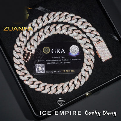 Iced Out Rose Gold Plated Moissanite Cuban Chain