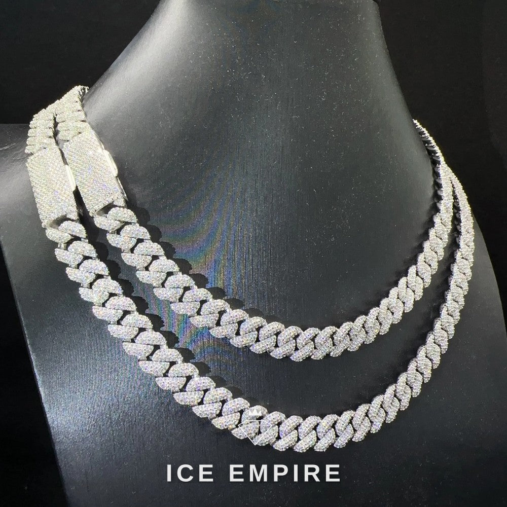 Iced Out 925 Silver Moissanite Cuban Chain
