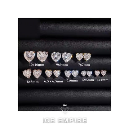 Iced Out Heart 925 Silver Moissanite Earrings