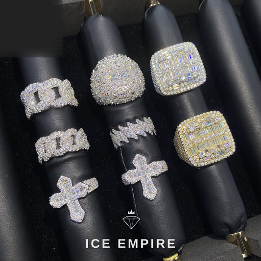 Iced Out Cross 925 Silver Moissanite Cuban Chain