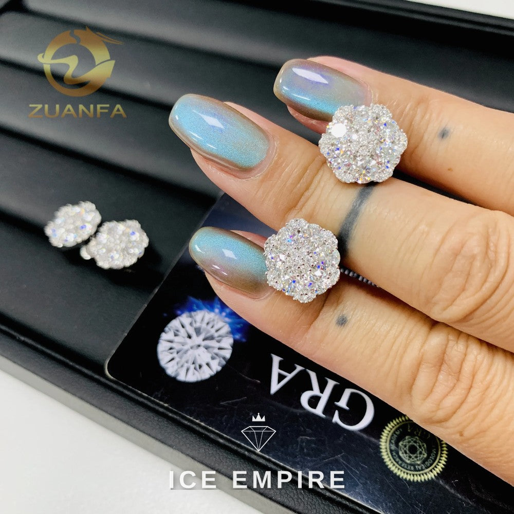 Iced Out 925 Silver Moissanite Earrings