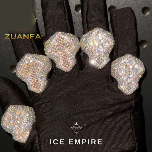 Iced Out Baguette 925 Silver Moissanite Ring