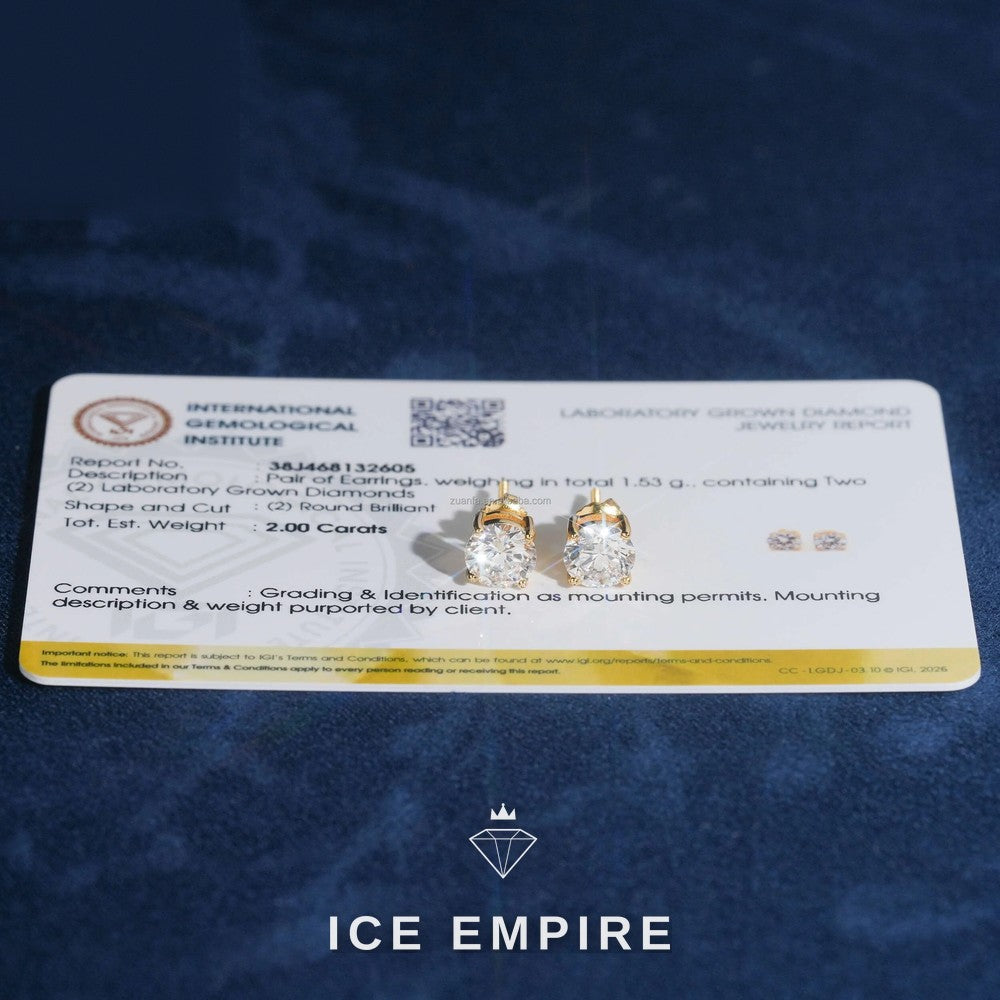 Iced Out 925 Silver Lab Grown Diamond Stud Earrings