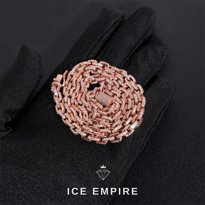 Iced Out Rose Gold Plated Moissanite Cuban Chain