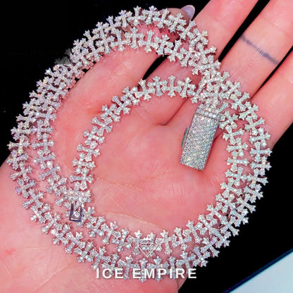 Iced Out Cross Rose Gold Plated Moissanite Cuban Chain