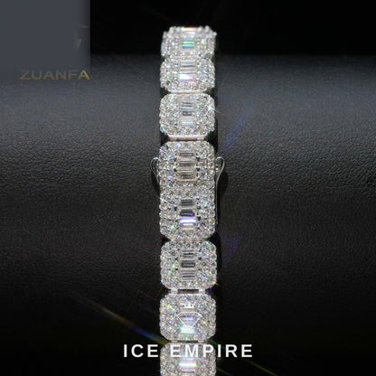 Iced Out Baguette Rose Gold Plated Moissanite Cuban Chain