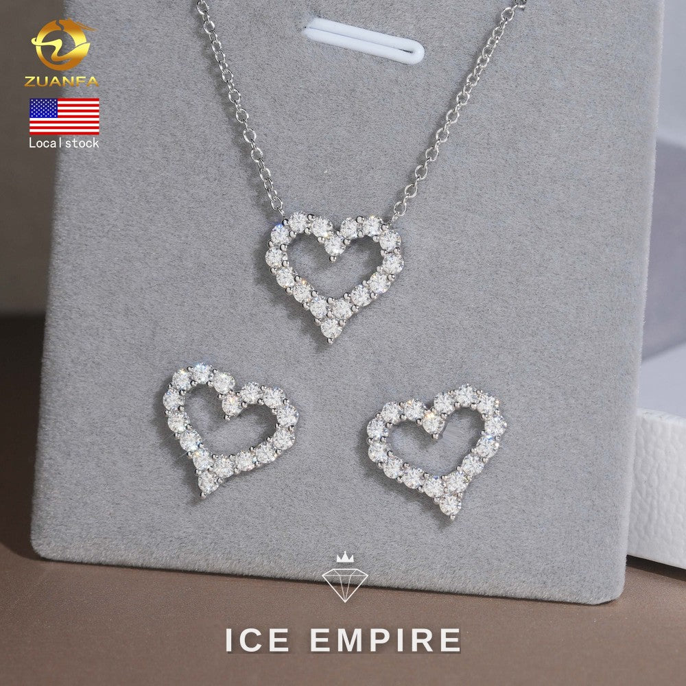 Iced Out Heart Rose Gold Plated Moissanite Earrings