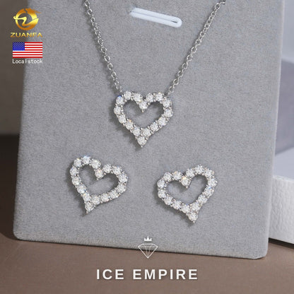 Iced Out Heart Rose Gold Plated Moissanite Earrings